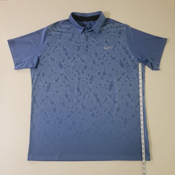 Nike Blue Dri-FIT Mobility Camo Golf Tech Sport Dri-FIT® Polo - Picture 6 of 12